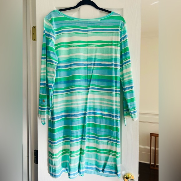 Lilly Pulitzer Linden Dress Seaspray Blue Sea Stripe Size XL - Picture 3 of 4